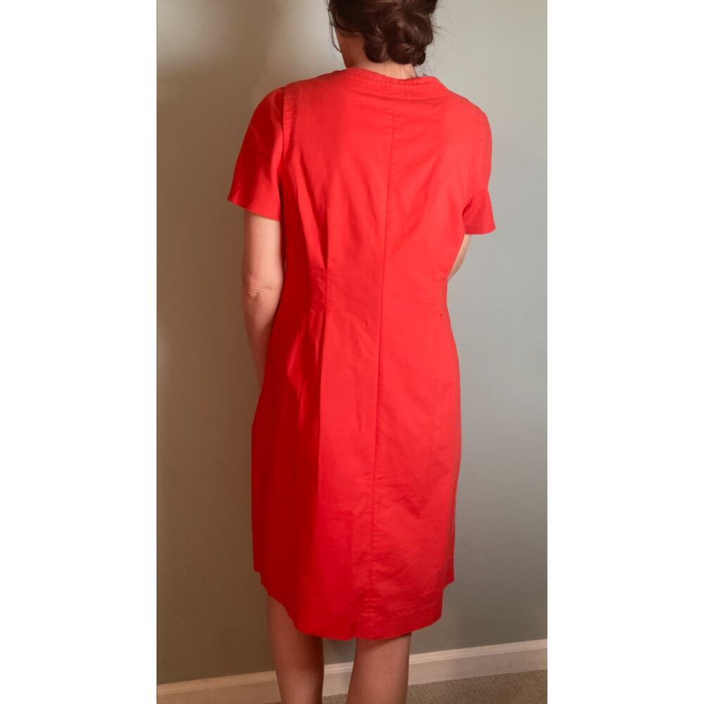 Lafayette 148 Orange Red Cotton Poplin Zip Dress ~ Easy Chic Day Style ~ Sz 10 - Picture 4 of 11